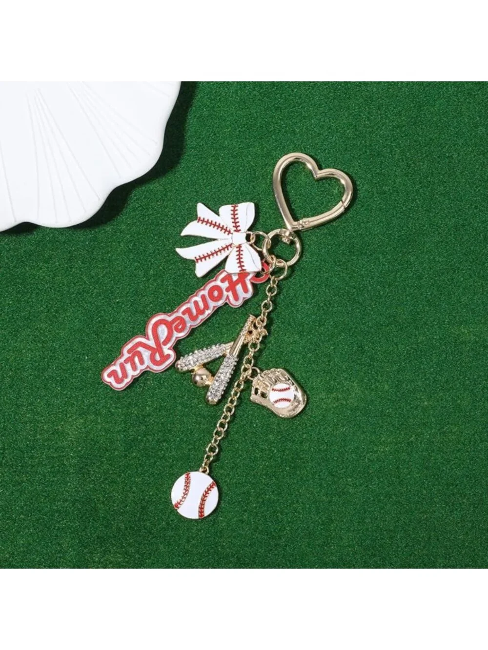 Home Run Baseball Bead Keychain Charm | Gameday Sport Bag Accessory